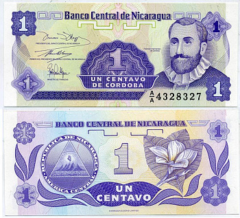 Никарагуа 1 сентаво ND (1991) Франсиско Эрнандес де Кордоба, плюмерия Pick 167 бумага UNC (ПРЕСС) 7523-2-3-1
