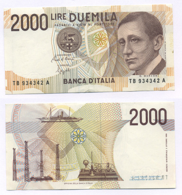 Италия 2000 лир 1990 Маркони Pick 115 7146-22-1-2