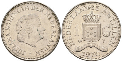 Нидерландские Антилы 1 гульден 1970 Юлиана (1948-1980) KM 12 никель 81-132