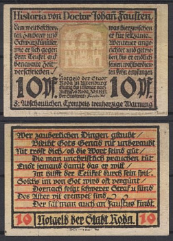 Рода 10 пфеннигов 1921 редкий цвет Grabowski 1127.2-1/8 бумага UNC (пресс) 2193-48-1-2