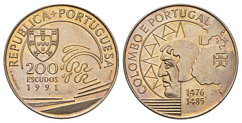 Португалия 200 эскудо 1991 Христофор Колумб в Португалии KM 658 медно-никель UNC 179-1113