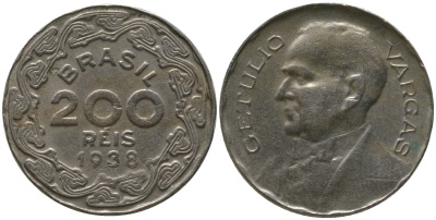Бразилия 200 рейсов 1938 KM 545 медно-никель 4567-819