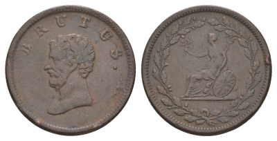 Великобритания 1/2 пенни ND (1809-1810) Георг III (1760-1820), Марк Юний Брут, гурт гладкий, Британская медная компания, токен Withers 618 медь 413-2522