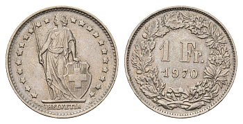 Швейцария 1 франк 1970 KM 24a медно-никель 4629-841