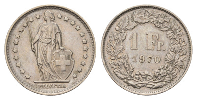 Швейцария 1 франк 1970 KM 24a медно-никель 4629-841