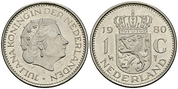 Нидерланды 1 гульден 1980 Юлиана (1948-1980) KM 184a никель 4579-554