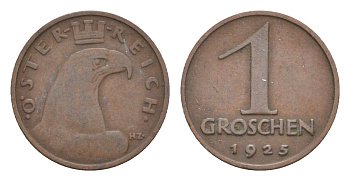 Австрия 1 грош 1925 KM 2836 бронза 4639-964