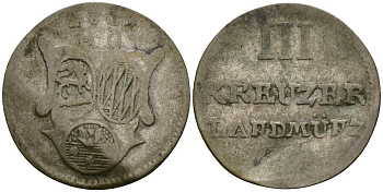 Левенштейн-Вертхайм-Вирнебург и Рошфор 3 крейцера 1804 серебро 46-255