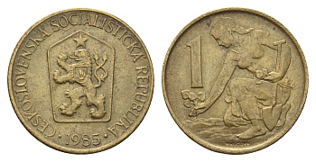 Чехословакия 1 крона 1985 Женщина сажает липовое дерево KM 50 алюминиевая бронза 3336-1124