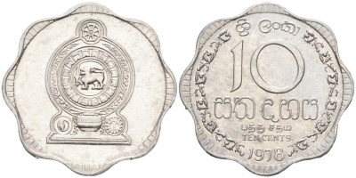 Шри-Ланка 10 центов 1978 KM 140 a алюминий 89-654