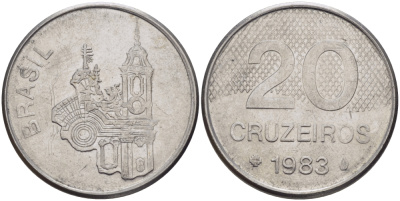 Бразилия 20 крузейро 1983 собор KM 593.1 нержавеющая сталь 67-916