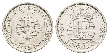 Португальский Тимор 10 эскудо 1964 год-тип KM 16 серебро 4671-836