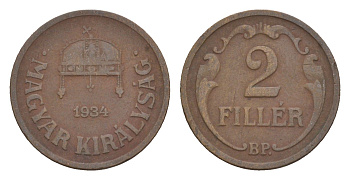 Венгрия 2 филлера 1934 BP KM 506 бронза 4658-328