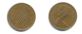 Великобритания 1 пенни 1980 Елизавета II (1952-2022) KM 915, Spink 4237 (B1) бронза 177-1121