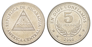 Никарагуа 5 кордоб 2000 KM 90 сталь плакированная никелем 4646-215