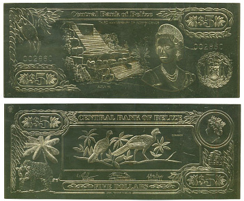 Белиз 5 долларов 1984 серия для коллекционеров, птицы золото UNC (пресс) 000-00-00