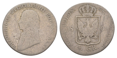 Пруссия 4 гроша 1803 A, Фридрих Вильгельм III (1797-1840) KM 370 серебро 4619-215