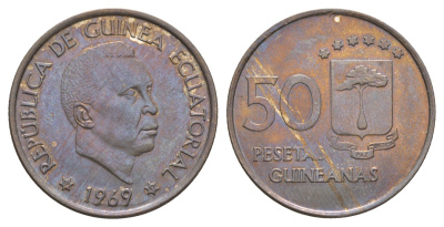 Экваториальная Гвинея 50 песет 1969 год-тип KM 4 медно-никель UNC 5010-1042