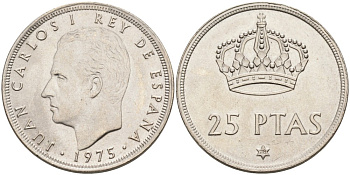 Испания 25 песет 1975 (78) Хуан Карлос I (1975-2014) KM 808 медно-никель аUNC 189-914