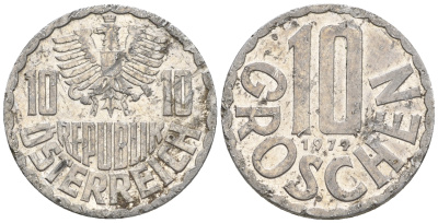 Австрия 10 грошей 1979 KM 2878 алюминий 60-1145