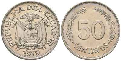 Эквадор 50 сентаво 1979 KM 81 сталь плакированная никелем aUNC 4448-1057