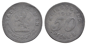 Бармен 50 пфеннигов 1917 Funck 30.2, Men05 1453.2, Men18 1851.2 цинк 4636-846