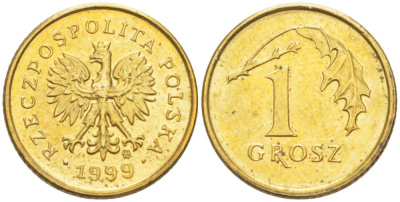 Польша 1 грош 1999 MW KM 276, Parchimowicz 701h латунь 4516-737