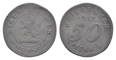 Бармен 50 пфеннигов 1917 Funck 30.2, Men05 1453.2, Men18 1851.2 цинк 4636-846