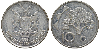 Намибия 10 центов 1998 дерево KM 2 никелированная сталь 4163-912