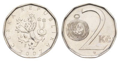 Чехия 2 кроны 2007 KM 9 сталь плакированная никелем UNC 4651-563
