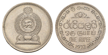 Шри-Ланка 1 рупия 1972 KM 136.1 медно-никель UNC 4652-135