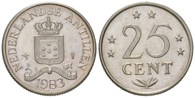 Нидерландские Антилы 25 центов 1983 KM 11 никель UNC 4167-155