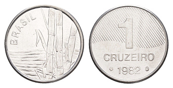 Бразилия 1 крузейро 1982 KM 590 нержавеющая сталь UNC 4644-515