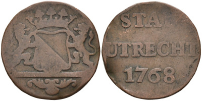 Утрехт (Utrecht), Нидерланды 1 дуит 1768 KM 91 медь 4577-236
