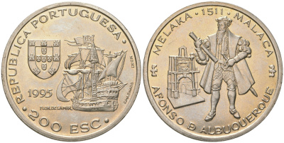 Португалия 200 эскудо 1995 480 лет со дня смерти Афонсу де Албукерки KM 681 медно-никель UNC 74-722