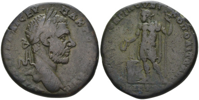 Римская Империя, Провинция Нижняя Мезия, Никополь-на-Истре AE 217 - 218 Макрин, бюст императора / император у алтаря, 11,45 гр, 26 мм Varbanov 3495 бронза 1100-4-53