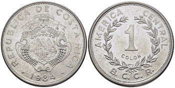 КОСТА-РИКА 1 КОЛОН 1984 В.С.С.R. KM 210.1 нержавеющая сталь 31-613
