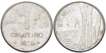 Бразилия 1 крузейро 1979 сахарный тростник KM 590 нержавеющая сталь 46-1852