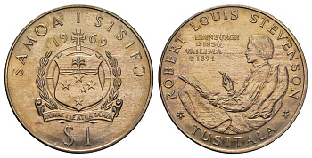 Самоа 1 тала 1969 75 лет со дня смерти Роберта Льюиса Стивенсона KM 8 медно-никель UNC 4677-823