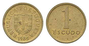 Португалия 1 эскудо 1985 KM 614 никель латунь 4674-758