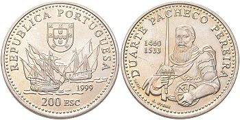 Португалия 200 эскудо 1999 Дуарте Пачеко Перейра KM 719 медно-никель UNC 4677-515