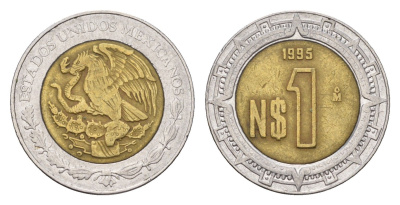 Мексика 1 песо 1995 KM 603 биметалл 4674-752