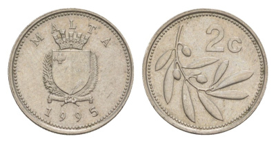 Мальта 2 цента 1995 оливковая ветвь KM 94 медно-никель 4632-856