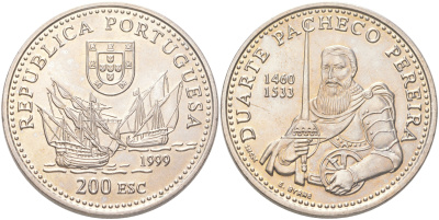 Португалия 200 эскудо 1999 Дуарте Пачеко Перейра KM 719 медно-никель UNC 4677-515
