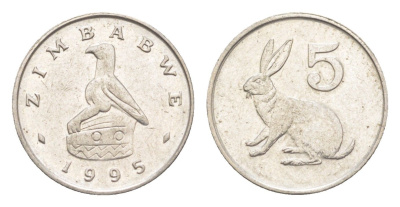 Зимбабве 5 центов 1995 рыжий кролик KM 2 медно-никель aUNC 4651-858