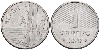 Бразилия 1 крузейро 1979 сахарный тростник KM 590 нержавеющая сталь 58-1116