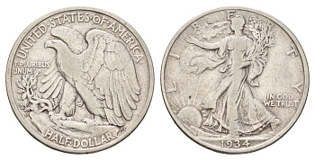 США 1/2 доллара (50 центов) 1934 D KM 142 серебро 4127-2045