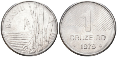 Бразилия 1 крузейро 1979 сахарный тростник KM 590 нержавеющая сталь 213-637