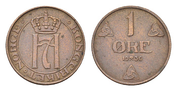 Норвегия 1 эре 1936 Хокон VII (1905-1957) KM 367 бронза 4705-831