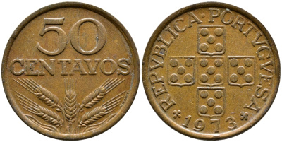 Португалия 50 сентаво 1973 KM 596 бронза 61-654